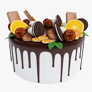 Cake with oreo cookies 3D model