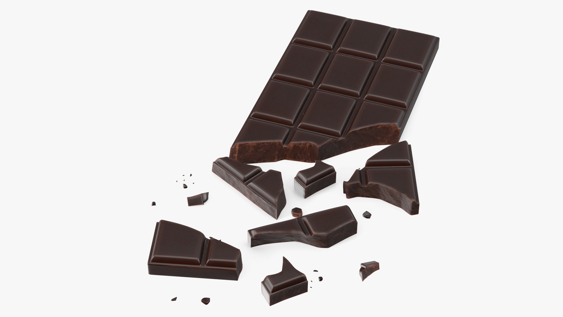 Crushed Dark Chocolate Bar 3D model preview