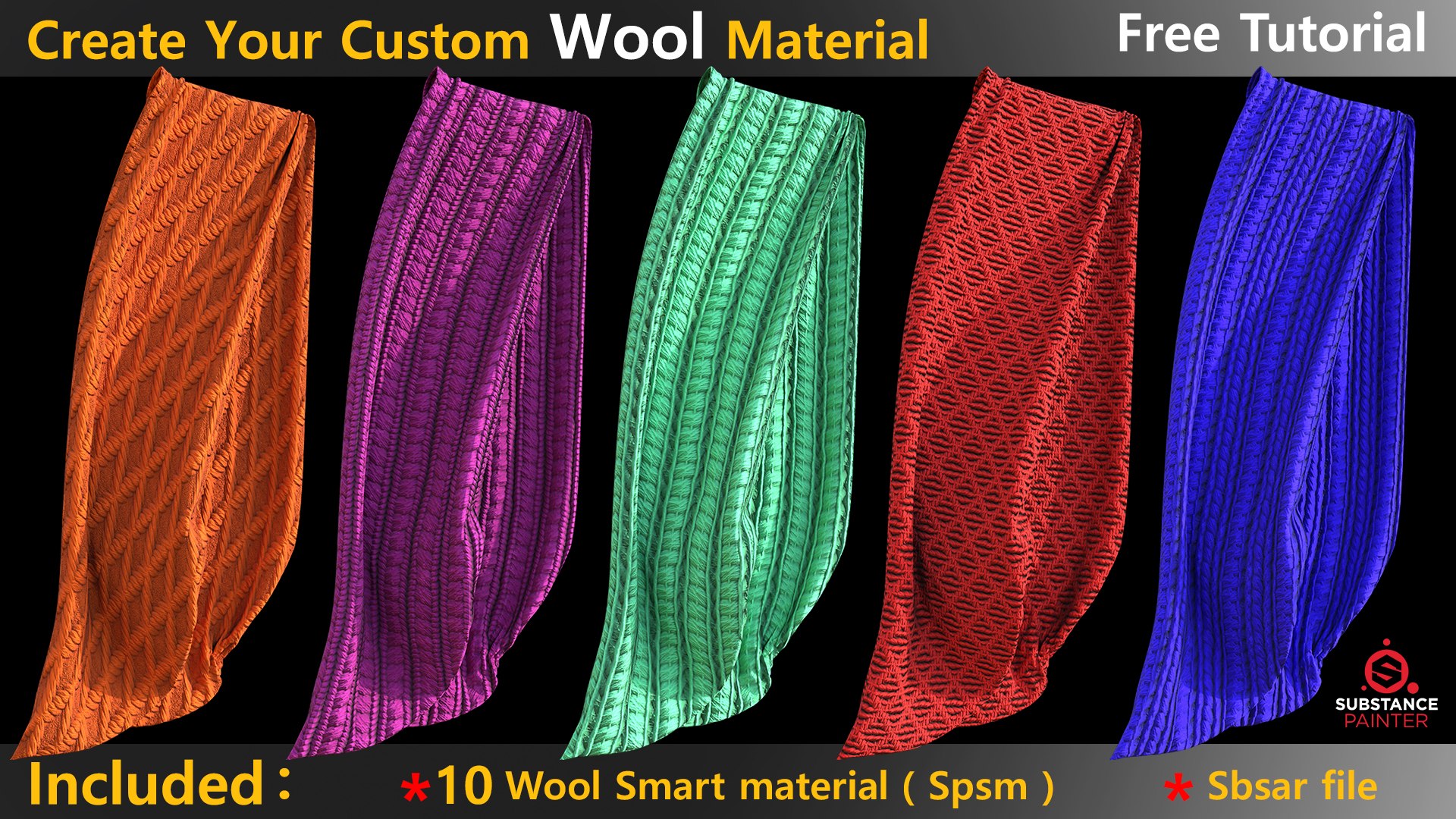 3D Create Wool Material In Substance Painter Sbsar 10 Wool Smart ...