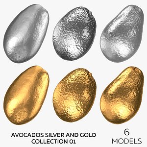 Avocados Silver and Gold Collection 01 - 6 models 3D model