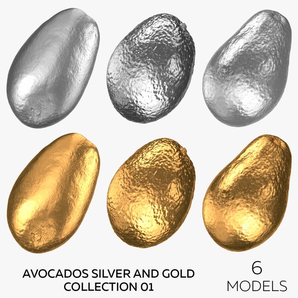 Avocados Silver and Gold Collection 01 - 6 models 3D model