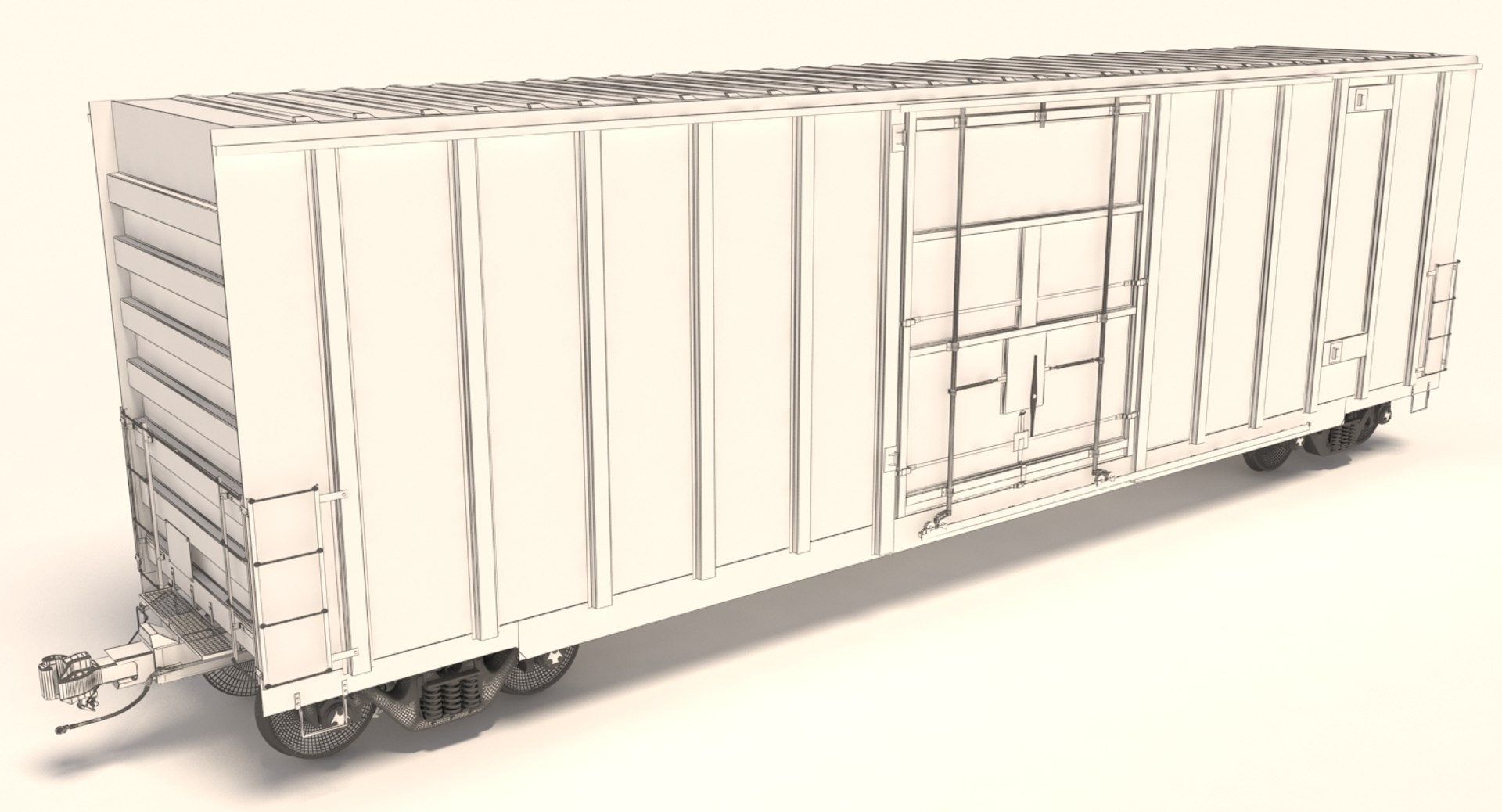 3d Model A405 Boxcar Rails Cargo