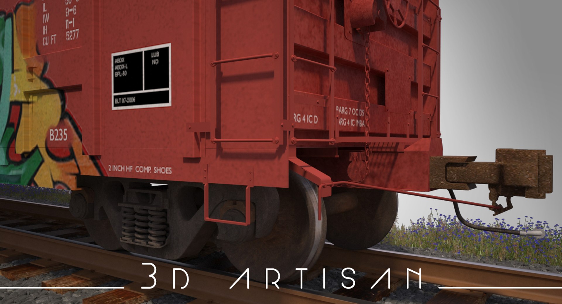 3d Model A405 Boxcar Rails Cargo