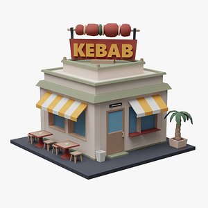 3D Kebab cafe low poly