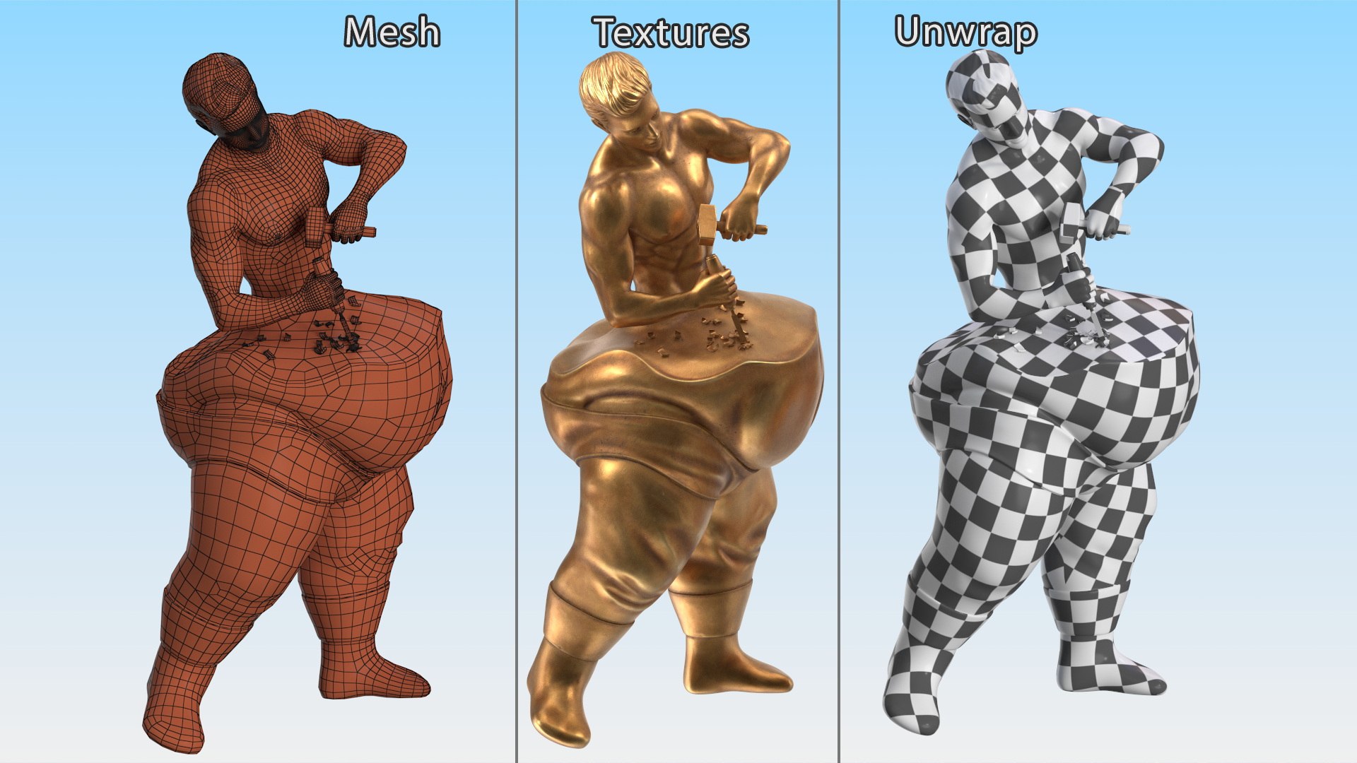 3D Conceptual Man Sculpting Body Statue Bronze - TurboSquid 2437433