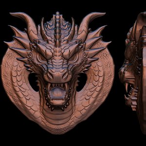 3D DRAGON HEAD RELIEF NO1 3D PRINT MODEL model