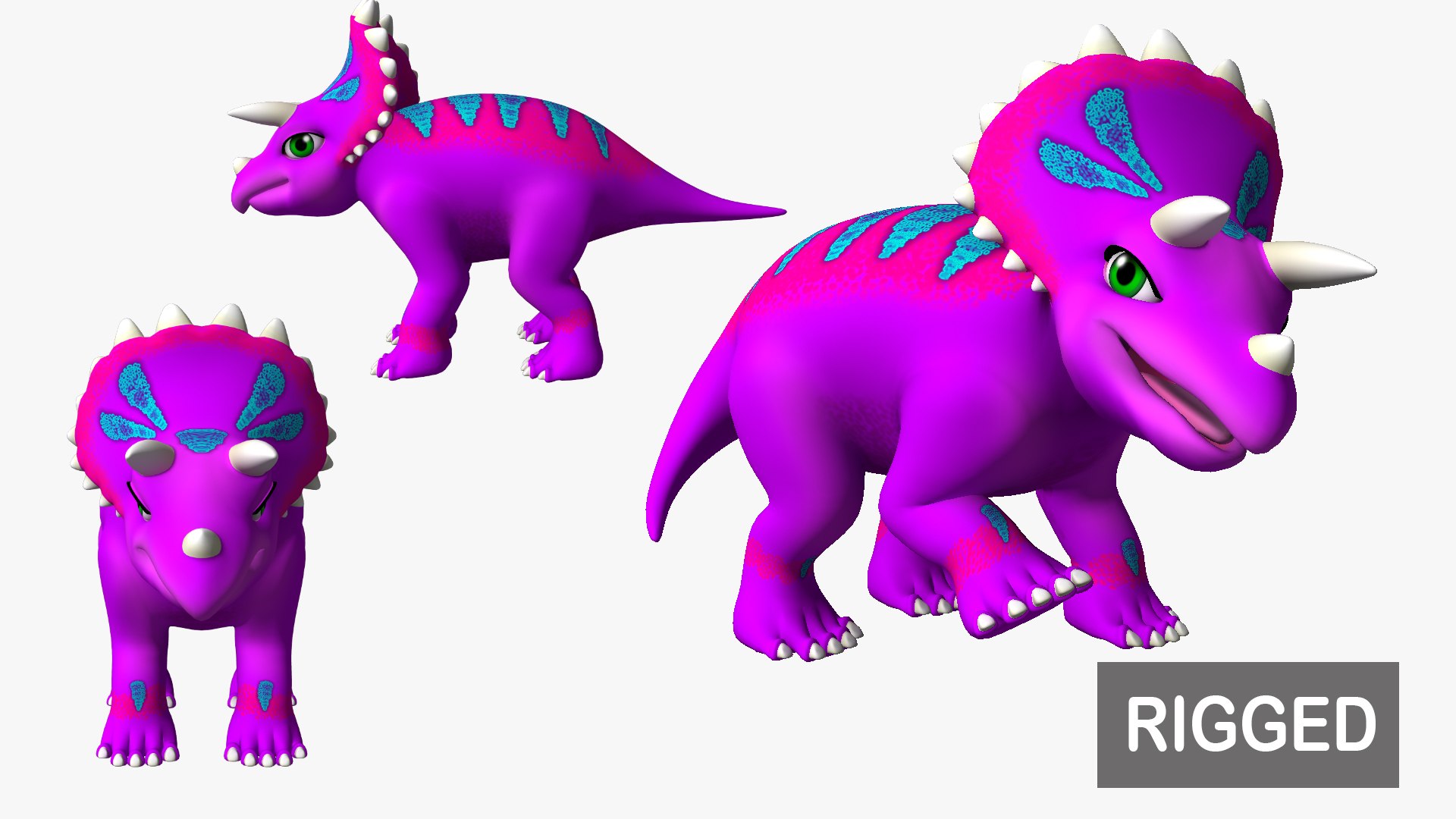 Jogo de Triceratops realista pronto baixo poli Modelo 3D $68