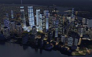 3D night manhattan