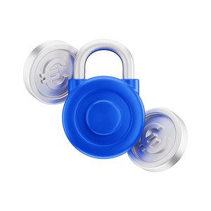 3D Coin Euro Lock Big Icon model