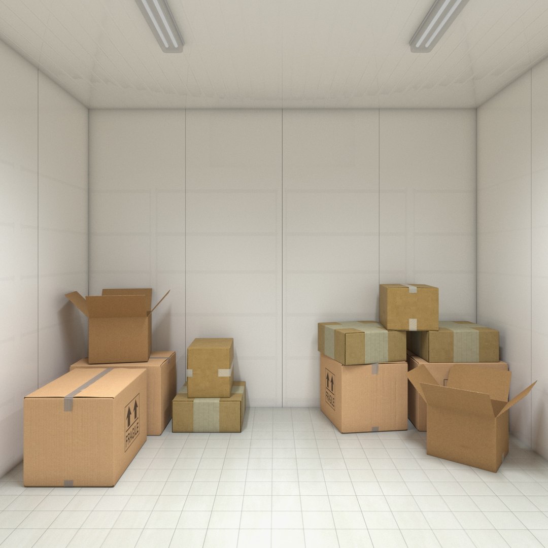Industrial Storage Space With Cartons White 3D model for vehicle visualization, games, animation, transport scenes, and automotive rendering