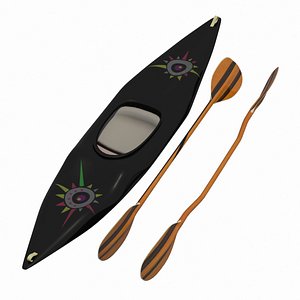 3d model wood kayak paddles squirt