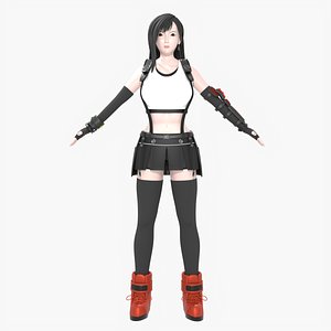 Tifa 3D Asset for Game and Animation model