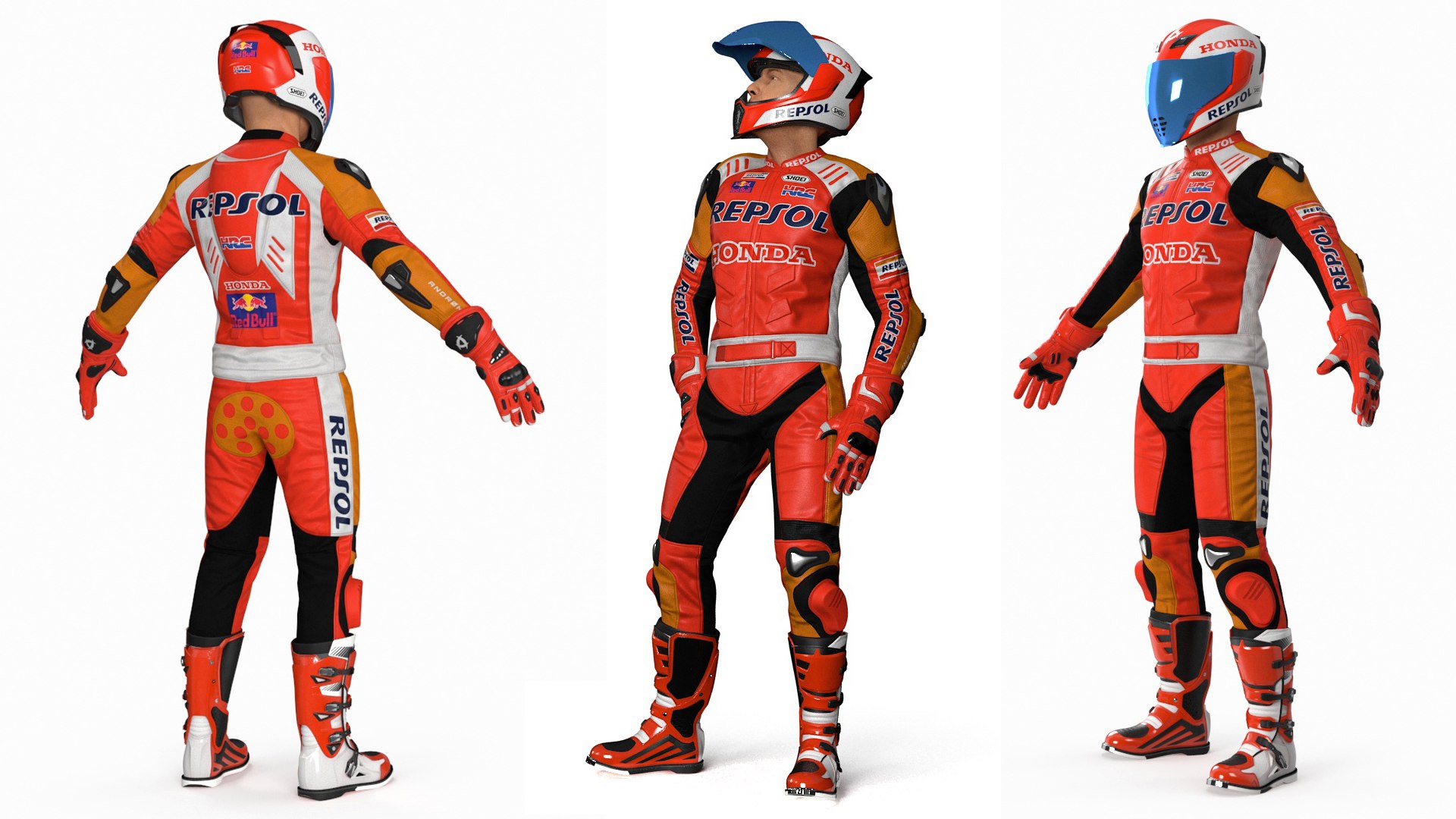 Bike Rider In Honda Motorcycle Race Suit Rigged 3D Model - TurboSquid ...