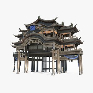 3D Large level of ancient Asian architecture model