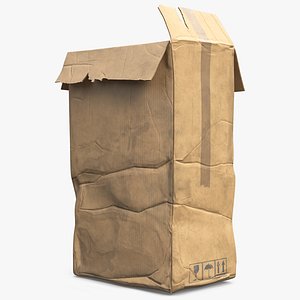 High Corrugated Packing Box Damaged 3D model