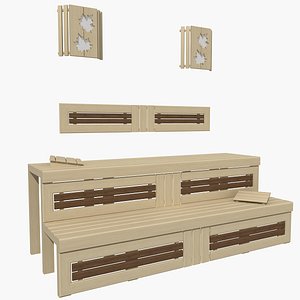 3D Sauna bench 03