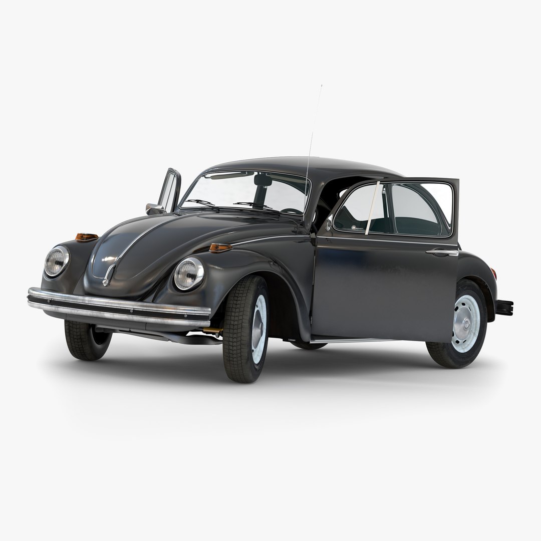 Volkswagen Beetle 1966 Rigged Black 3D model preview
