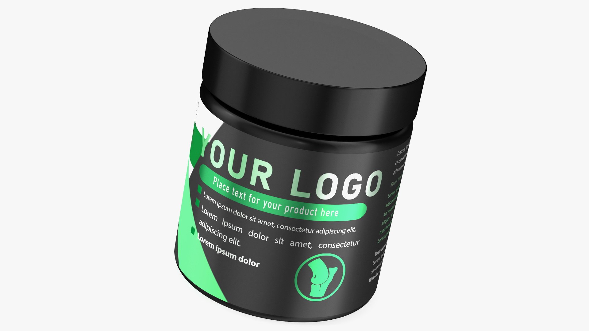 Sport Supplement Jar Green with Mockup 3D model preview