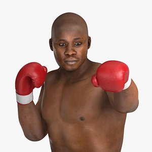 African American Boxer 2 Red Suit Pose 3 3D Model