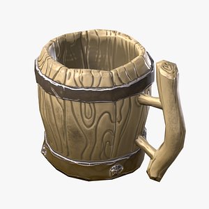 3D Wooden Mug model