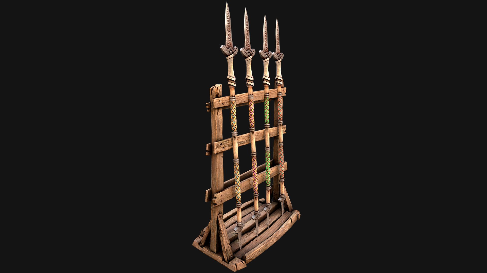 3D Medieval Wooden Spear Rack Weaponry Armory Set model https://p.turbosquid.com/ts-thumb/Dg/ymwO5K/Ft/wearaforwithspear6/png/1771083399/1920x1080/fit_q87/66c94f5c7c24b8f27bec390bed57d3c526817604/wearaforwithspear6.jpg