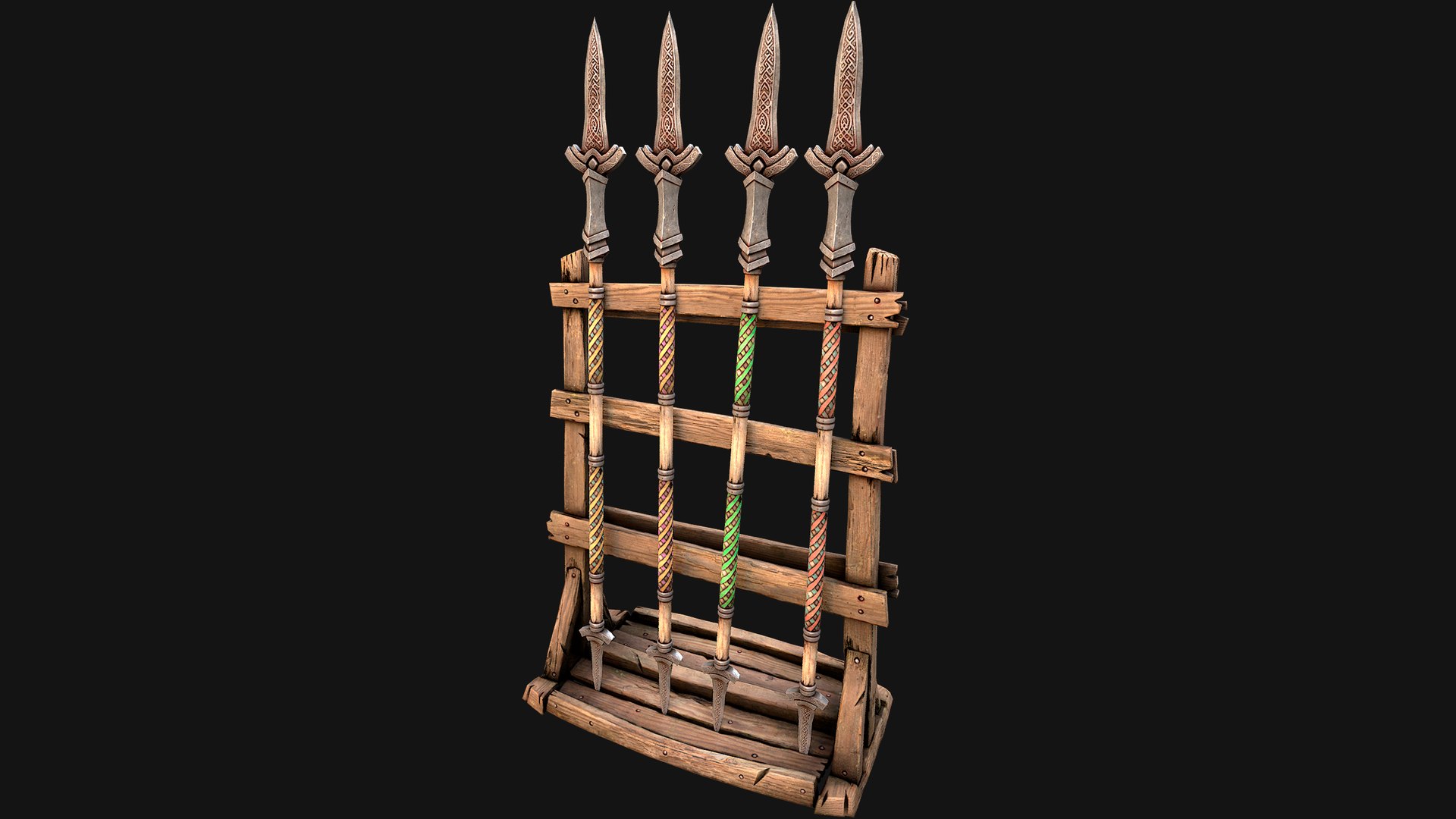 3D Medieval Wooden Spear Rack Weaponry Armory Set model https://p.turbosquid.com/ts-thumb/Dg/ymwO5K/O0/aaawearaforwithspear1/png/1771083377/1920x1080/fit_q87/426c15f7b0dd38532b586d47b63a4d0e4851f019/aaawearaforwithspear1.jpg