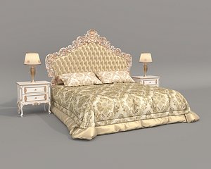 Classic European Style Bed Set 65 3D model