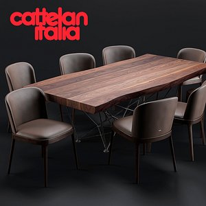 Cattelan Italia Gordon Deep Wood Table/Magda Chair
