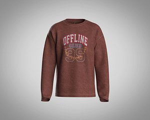 Mens full sleeve sweater fabric t shirt with chest graphic 3D model