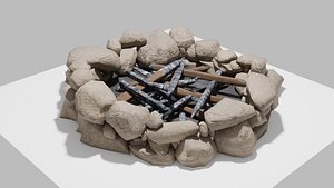 3D Stone fireplace model