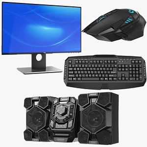 Detailed Desktop Computer With Speakers