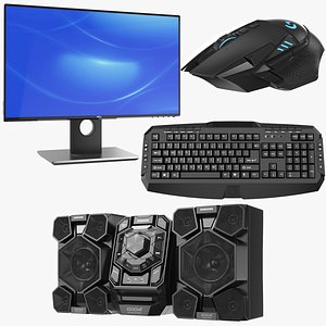 Detailed Desktop Computer With Speakers