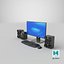Detailed Desktop Computer With Speakers