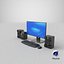 Detailed Desktop Computer With Speakers
