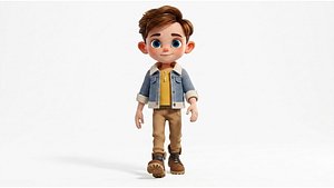 Stylized Cartoon Boy Character Cute Kid Boy Rigged  Animated Game Ready 3D