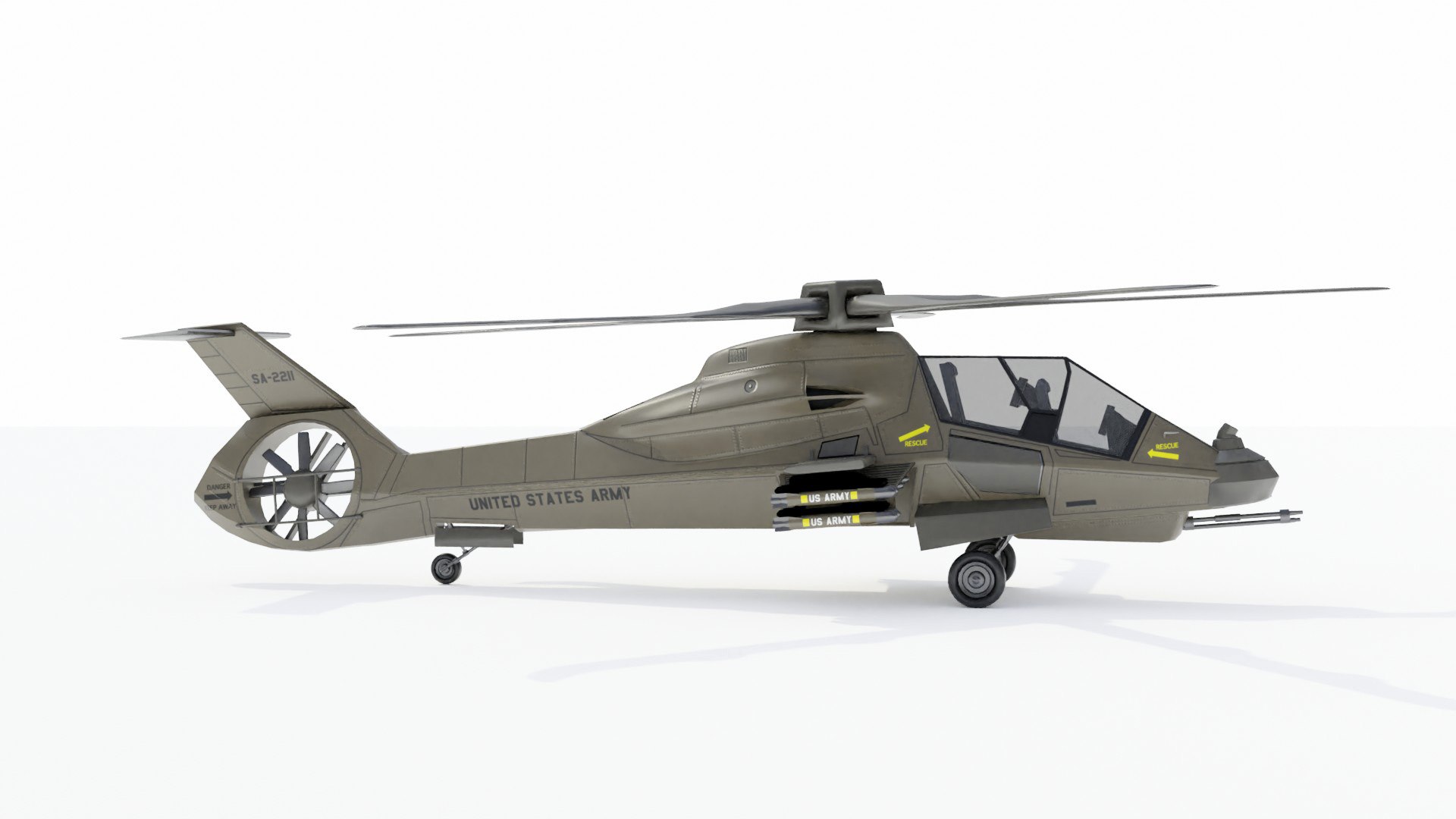 Rah-66 Attack Helicopter Comanche 3d Model