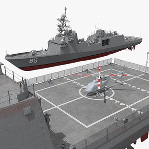 Naval Destroyer with Northrop Grumman Fire Scout Grey