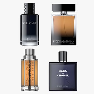 4 High Quality Perfume Bottles Collection 3D model