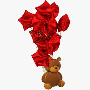 3D Teddy Bear with Balloons Collection V1