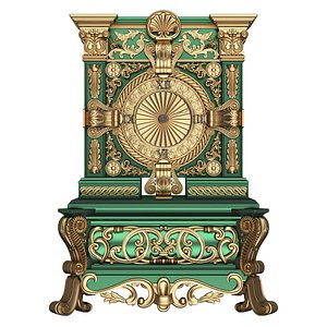 3D Casket Clock Carved 01 Green model