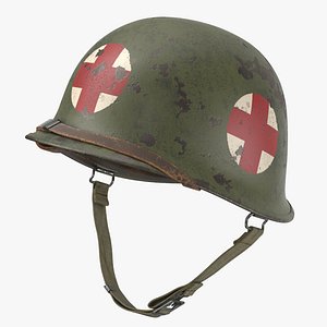 medic helmet m1 red cross 3d model