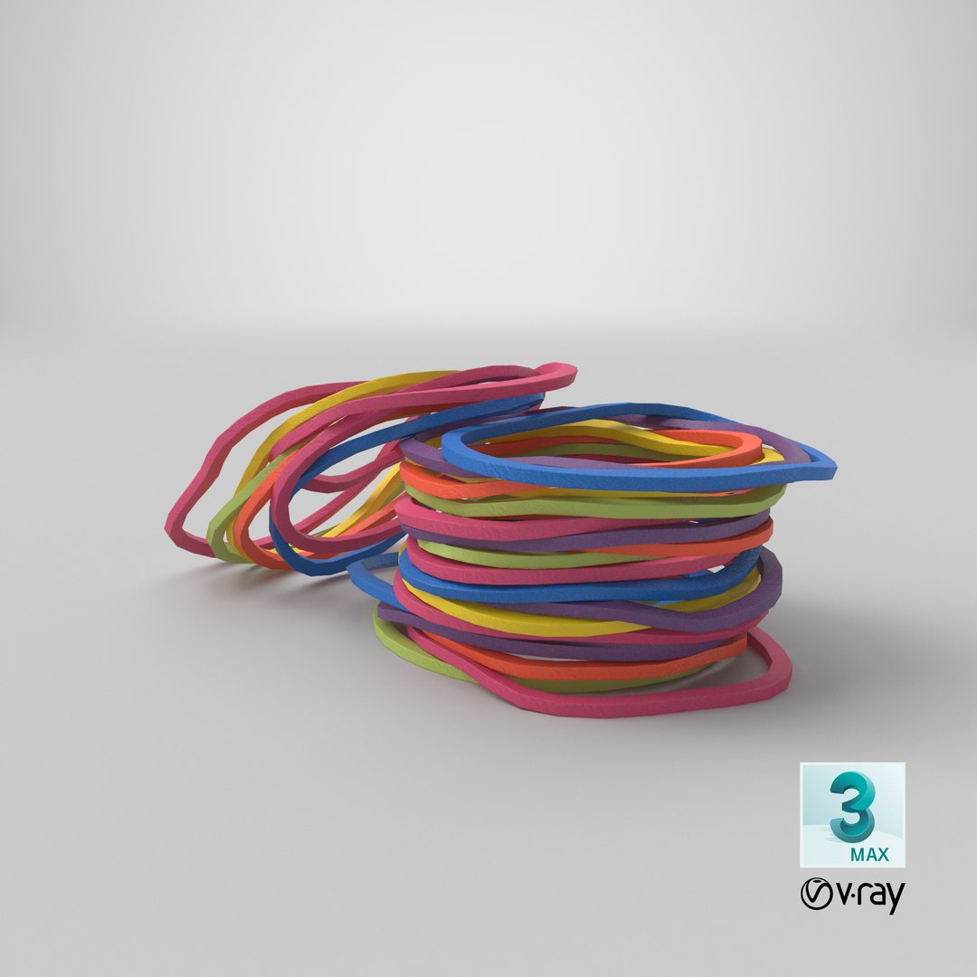 Pile colored rubber bands 3D model - TurboSquid 1588759