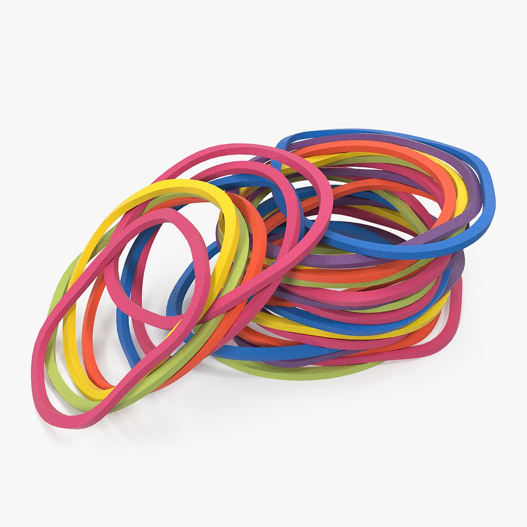 Pile of Colored Rubber Bands 3D model preview