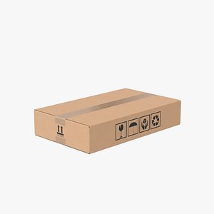 Cardboard Box 50x30x10 Closed 3D