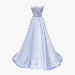 3D model Strapless Winter Gown Dress