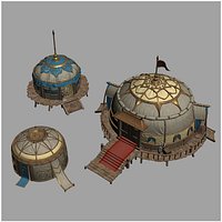 Chinese Style 3D Yurt of Mongolian Nomads Package