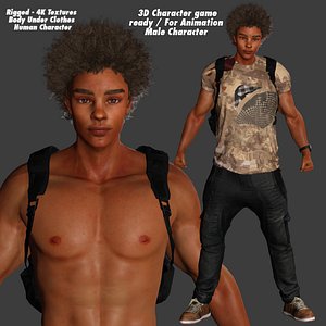 AAA 3D MODEL AFRO NEGRO MALE - RIGGED GAME READY CHARACTER 3D model