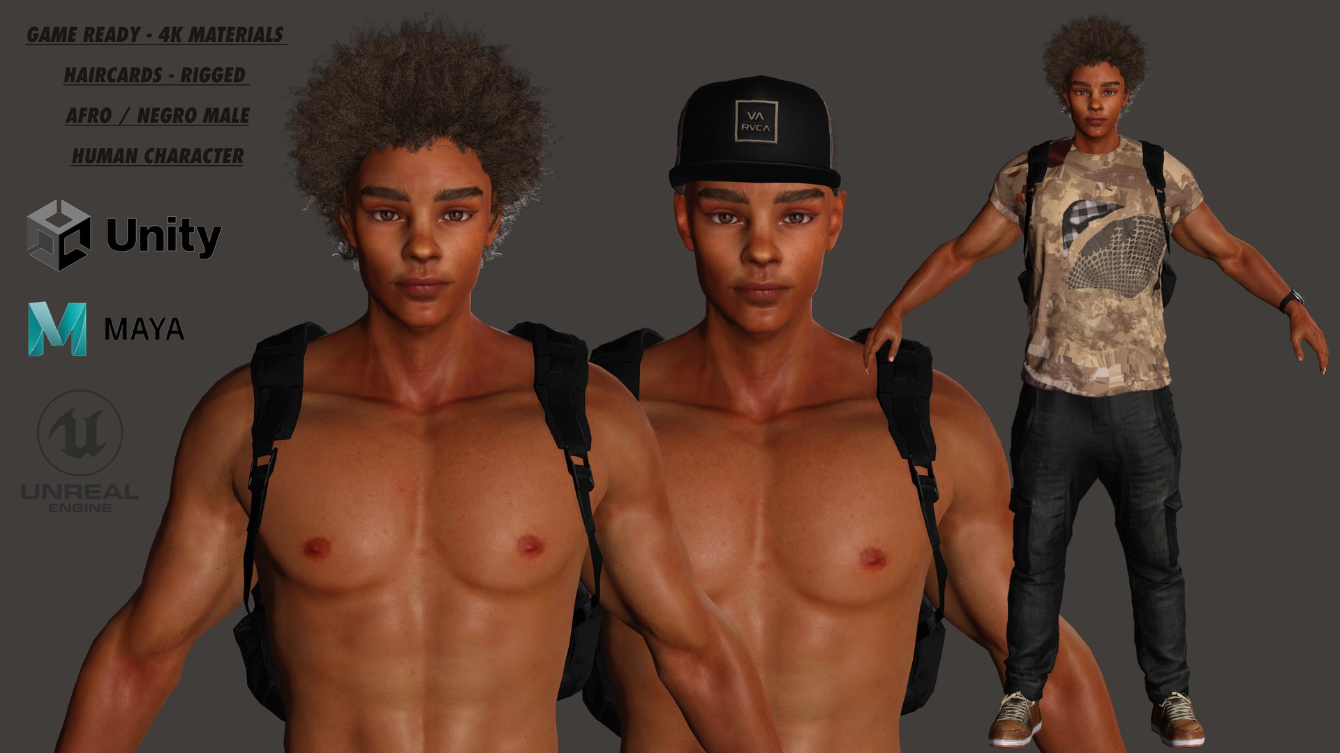 AAA 3D MODEL AFRO NEGRO MALE - RIGGED GAME READY CHARACTER 3D model https://p.turbosquid.com/ts-thumb/Di/QZSVkJ/cx/poster/png/1676618174/1920x1080/fit_q87/e9b8d9c2ff89769f0b0f953b2ee75295f9d0aeab/poster.jpg