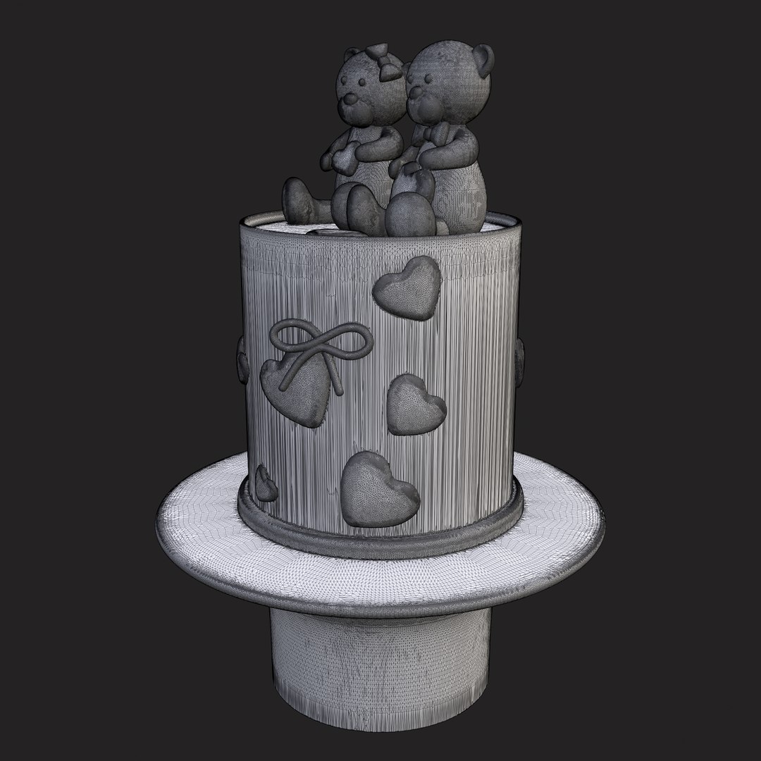 Valentines Bear Cake 3D model - TurboSquid 1872644