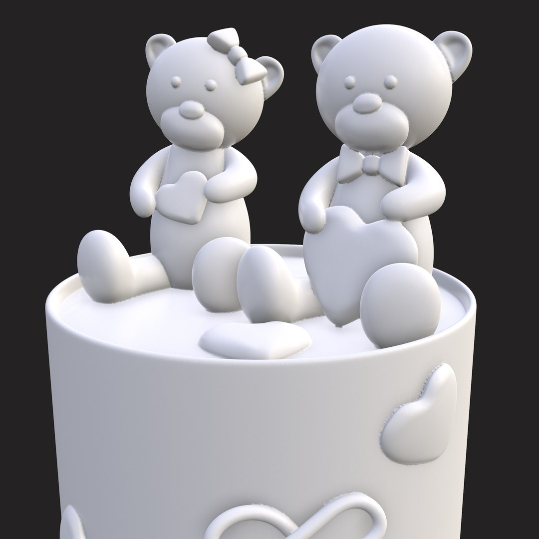 Valentines Bear Cake 3D model - TurboSquid 1872644